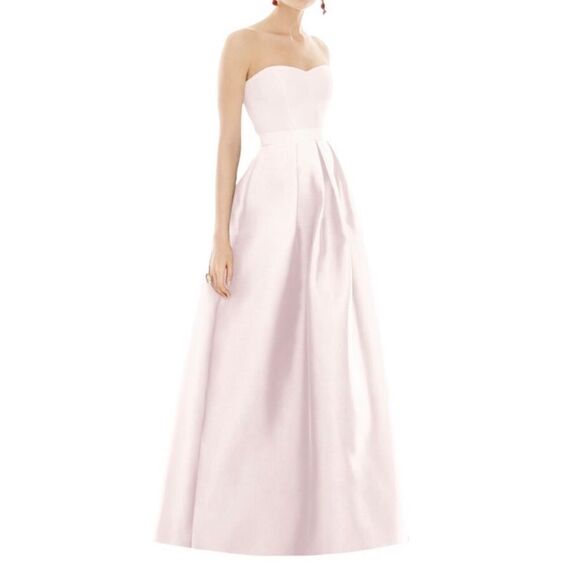 ALFRED SUNG Strapless Satin Twill A-Line Gown - Picture 1 of 12